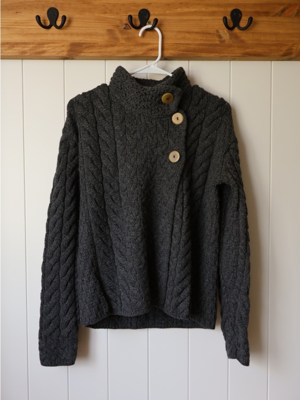 Aran Crafts Super Soft Trellis and Cable Cardigan 100% Merino Wool Women’s S